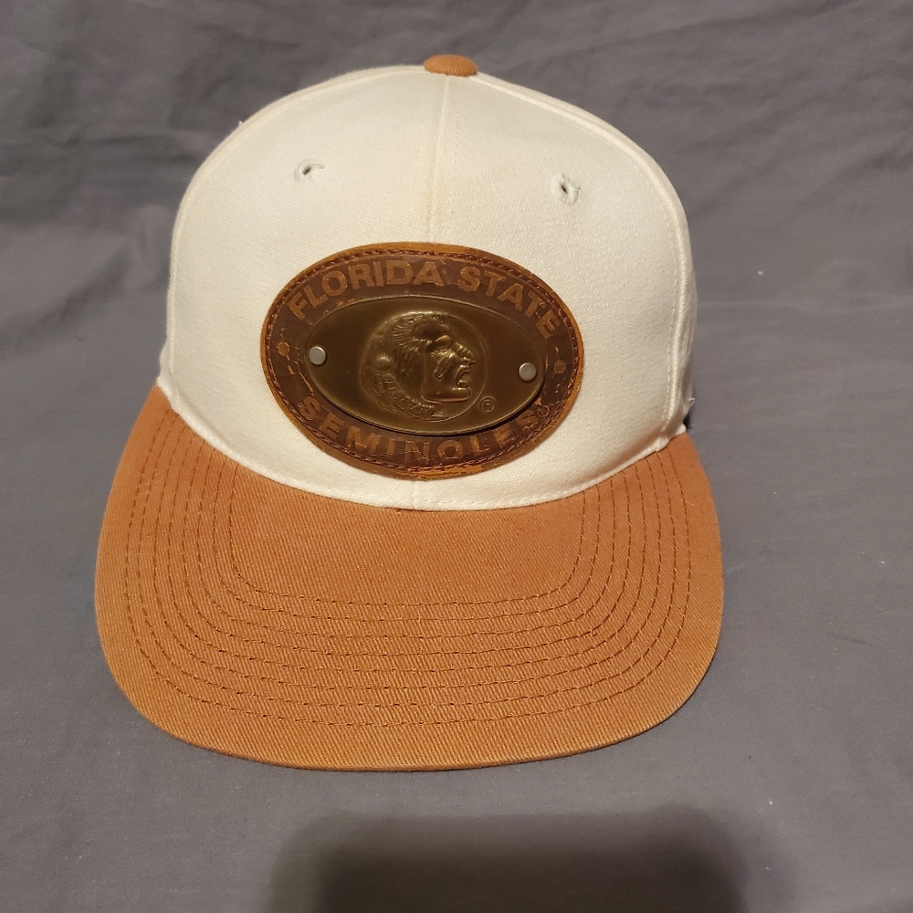 *Rare*Vintage Signatures Florida Seminoles NCAA Snapback Hat Tan Leather Patch